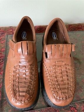 Dr. Scholl's Women’s Brown Woven Leather Slip-On Shoes Clara